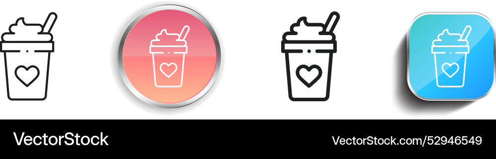 Coffee icon thin linear regular and button style Coffee icon thin linear regular and button style vector image