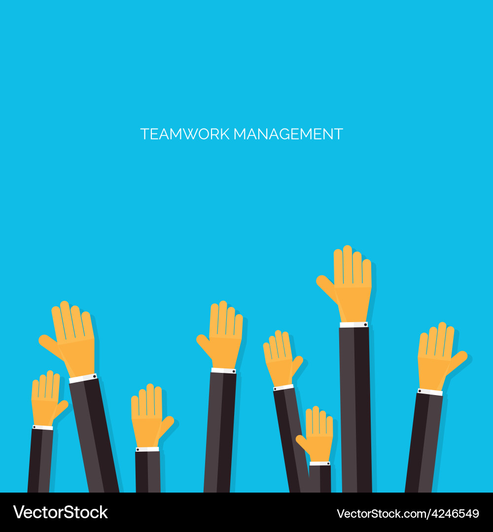 Flat hands working on a project teamwork Vector Image