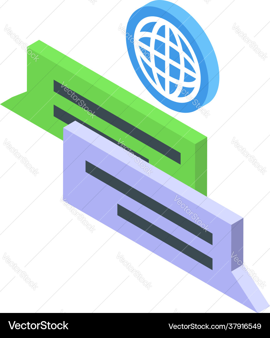 Global chat ssl certificate icon isometric style Global chat ssl certificate icon isometric style vector image