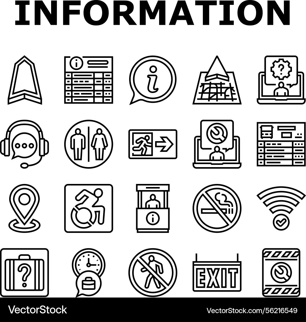 Information data knowledge icons set Information data knowledge icons set Vector Image