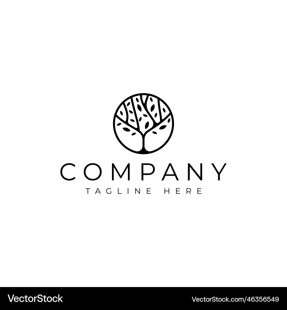 Nature tree on circle logo design Royalty Free Vector Image