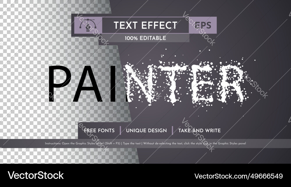 Painter - editable text effect font style vector image