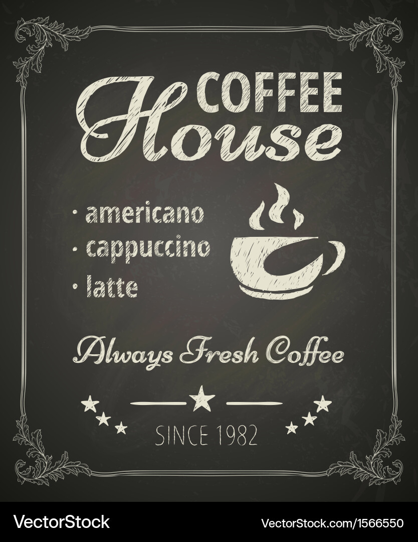 Chalkboard Coffee Poster Vector Image