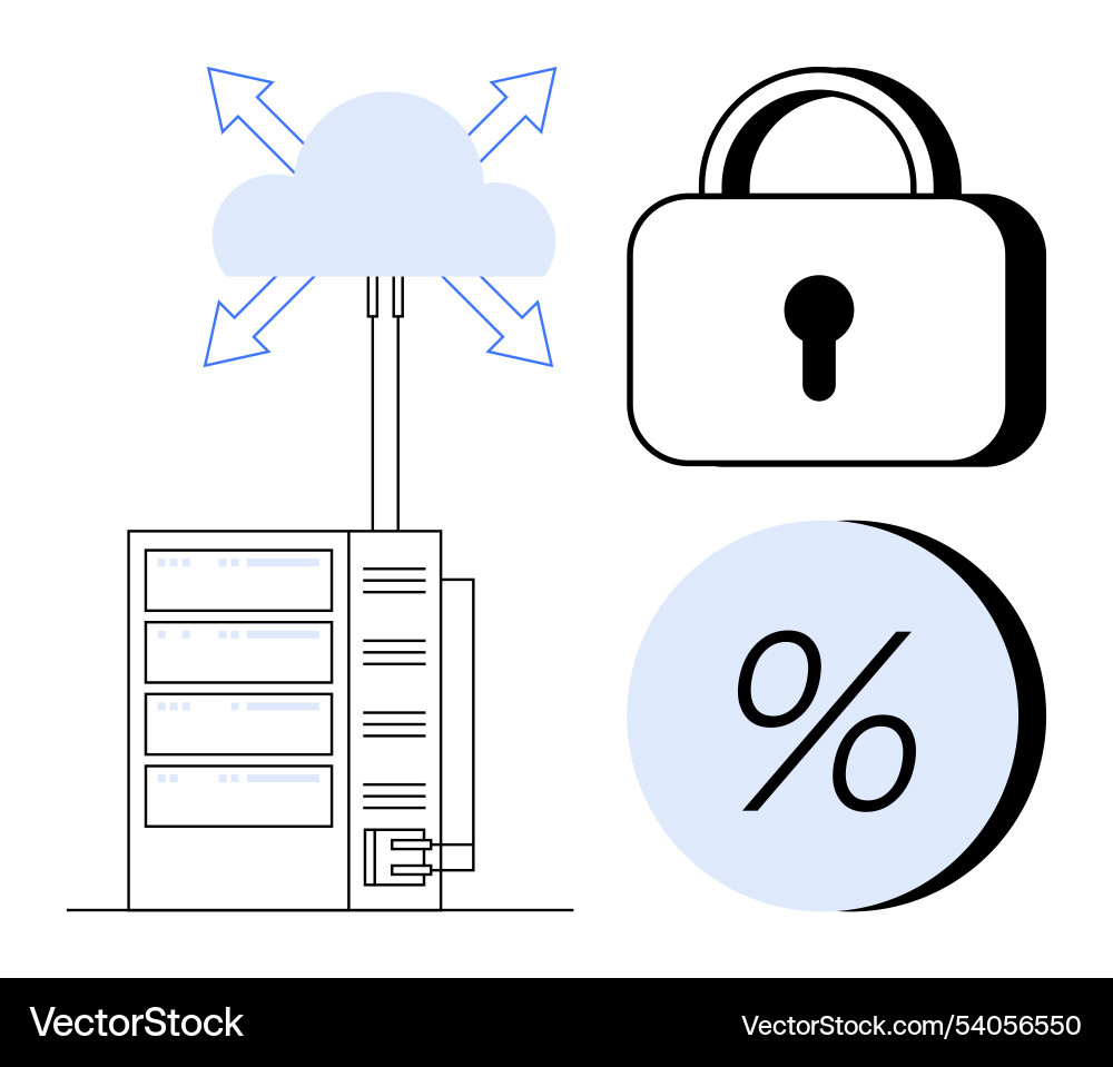 Cloud storage security with server lock vector image