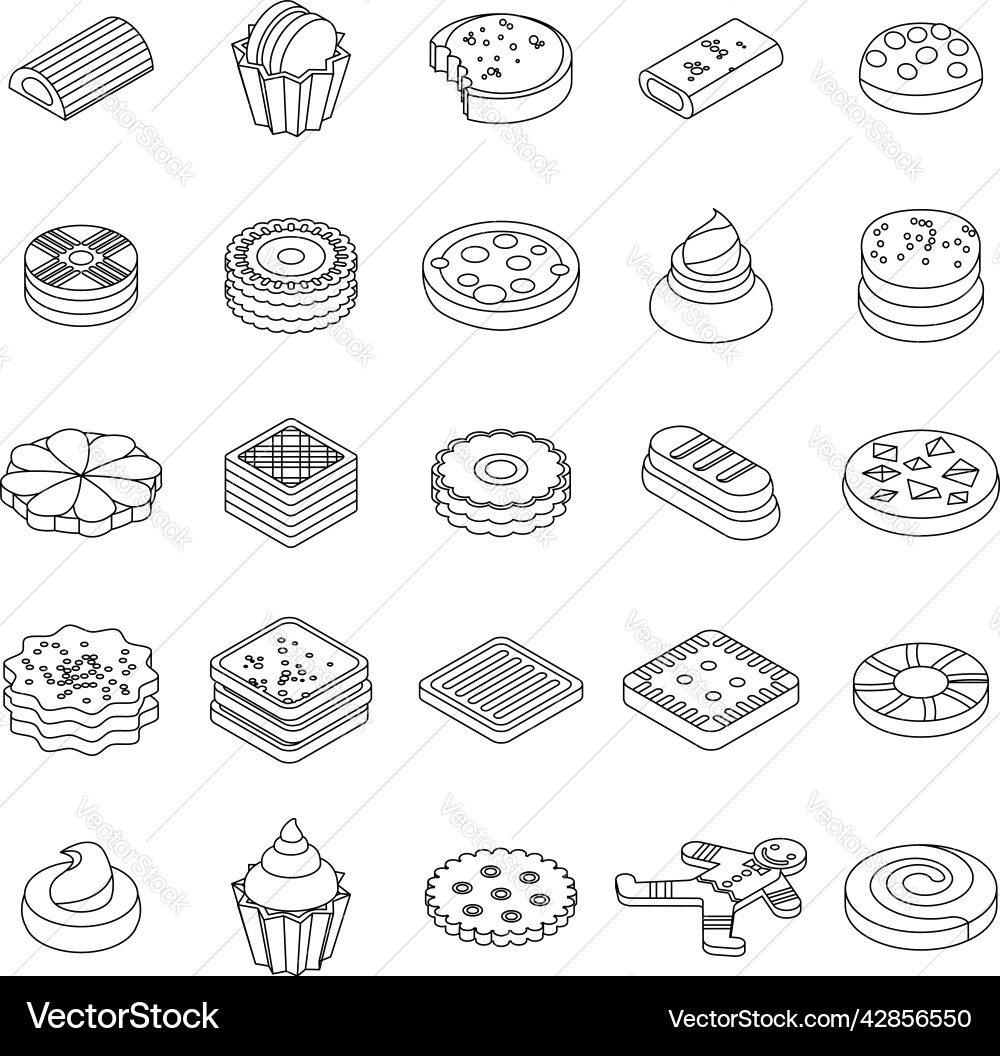 Cookies icon set outine Vector Image