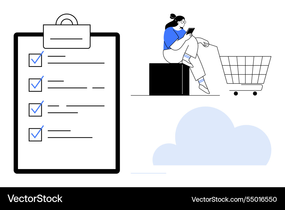 Efficient online shopping concepts with checklists Efficient online shopping concepts with checklists vector image