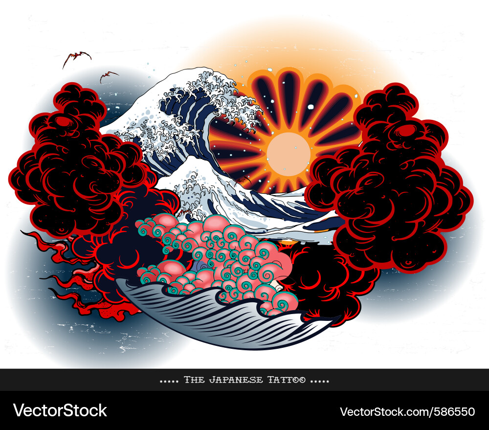 Japanese Landscape Tattoo vector image