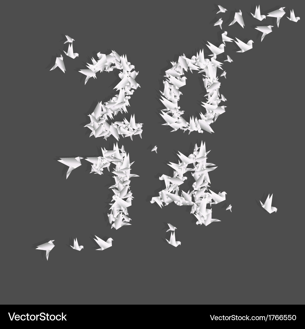 Origami Number 2014 Vector Image