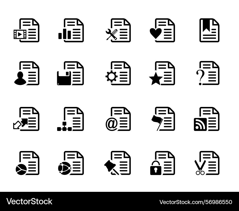 Set of document page icons clip graph Set of document page icons clip graph vector image