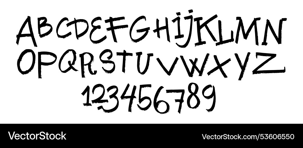 Stylized artistic font hand drawn alphabet Stylized artistic font hand drawn alphabet vector image