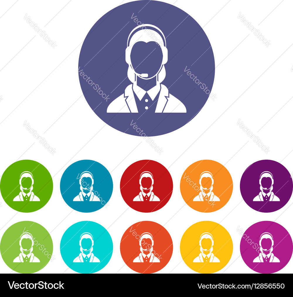 Support phone operator in headset set icons Vector Image