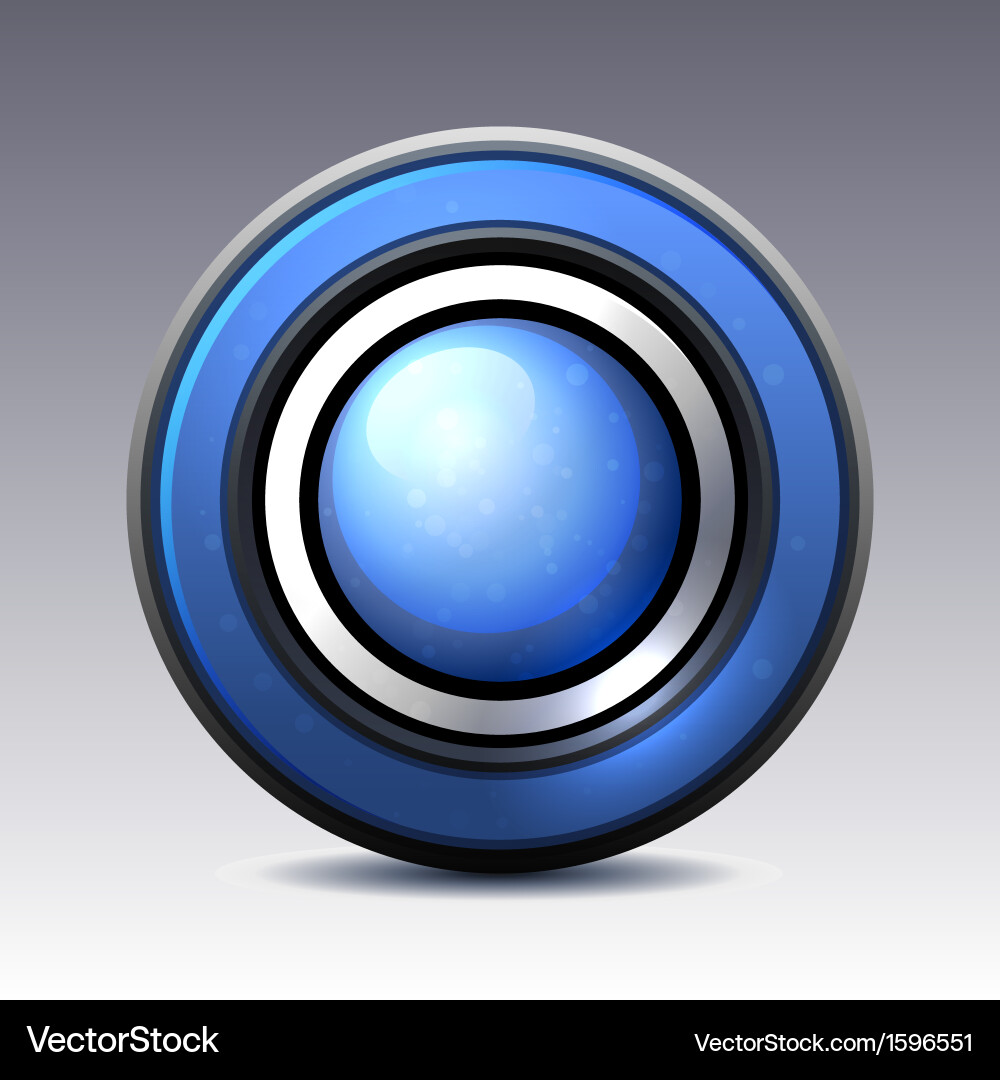 Blue shiny button with metallic elements vector image