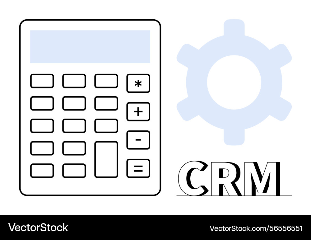 Calculator with gear and crm text highlighting Vector Image