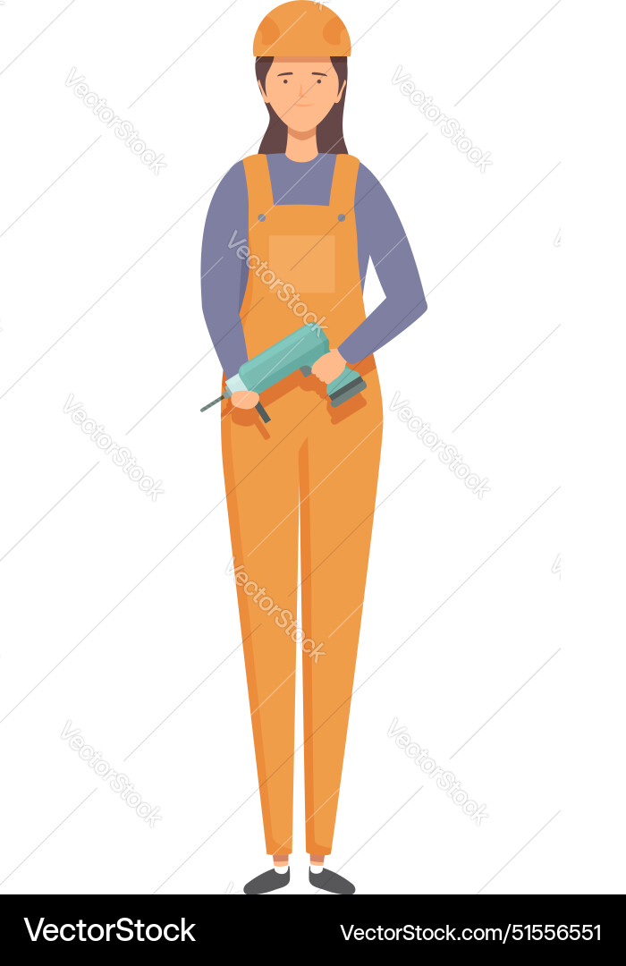 Confident female construction worker is holding Confident female construction worker is holding vector image