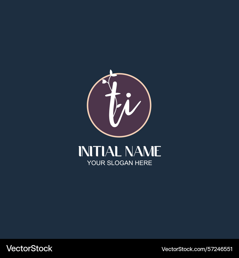 Elegant ti initial logo design with botanical Vector Image