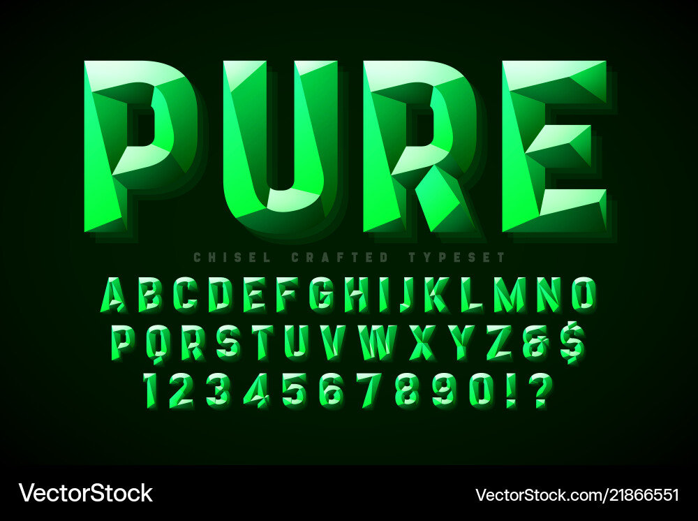 Facet Crystal Font - 3D Schreiben Vektorbild