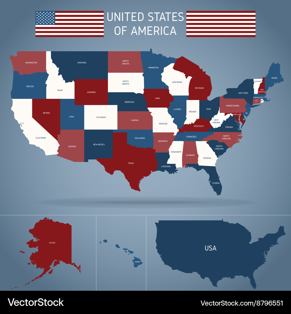 United States Political Map Royalty - United States Political Map Vector 8796551