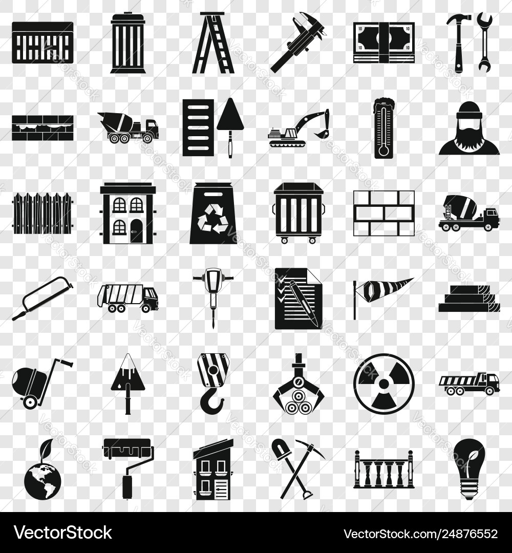 Building construction icons set simple style Vector Image