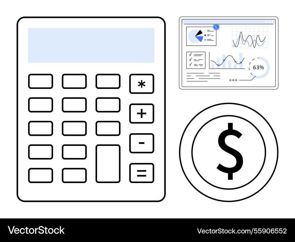Financial calculator data analytics chart Financial calculator data analytics chart vector image