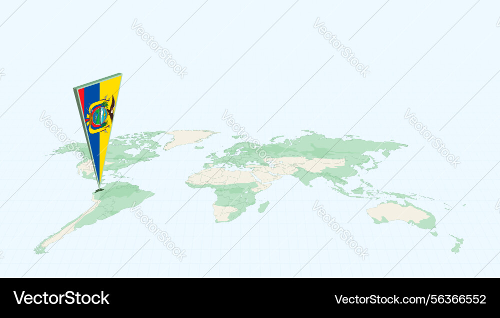 Highlighted ecuador on global map with 3d flag Highlighted ecuador on global map with 3d flag vector image