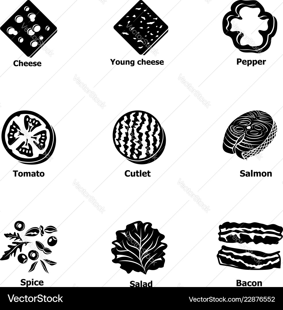 Integral part icons set simple style Vector Image
