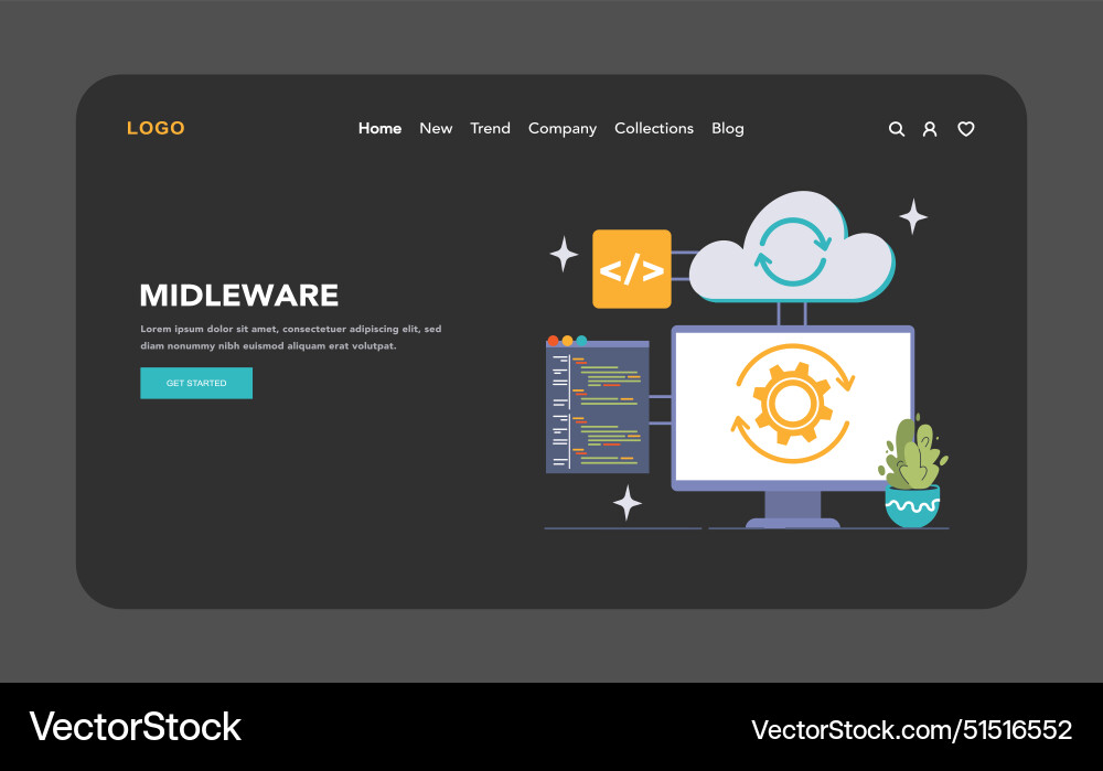 Middleware concept with cloud computing flat Middleware concept with cloud computing flat vector image