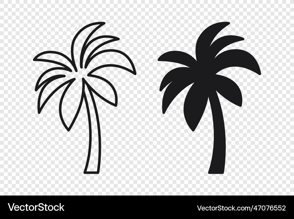 Palm trees tree icon set isolated Palm trees tree icon set isolated vector image