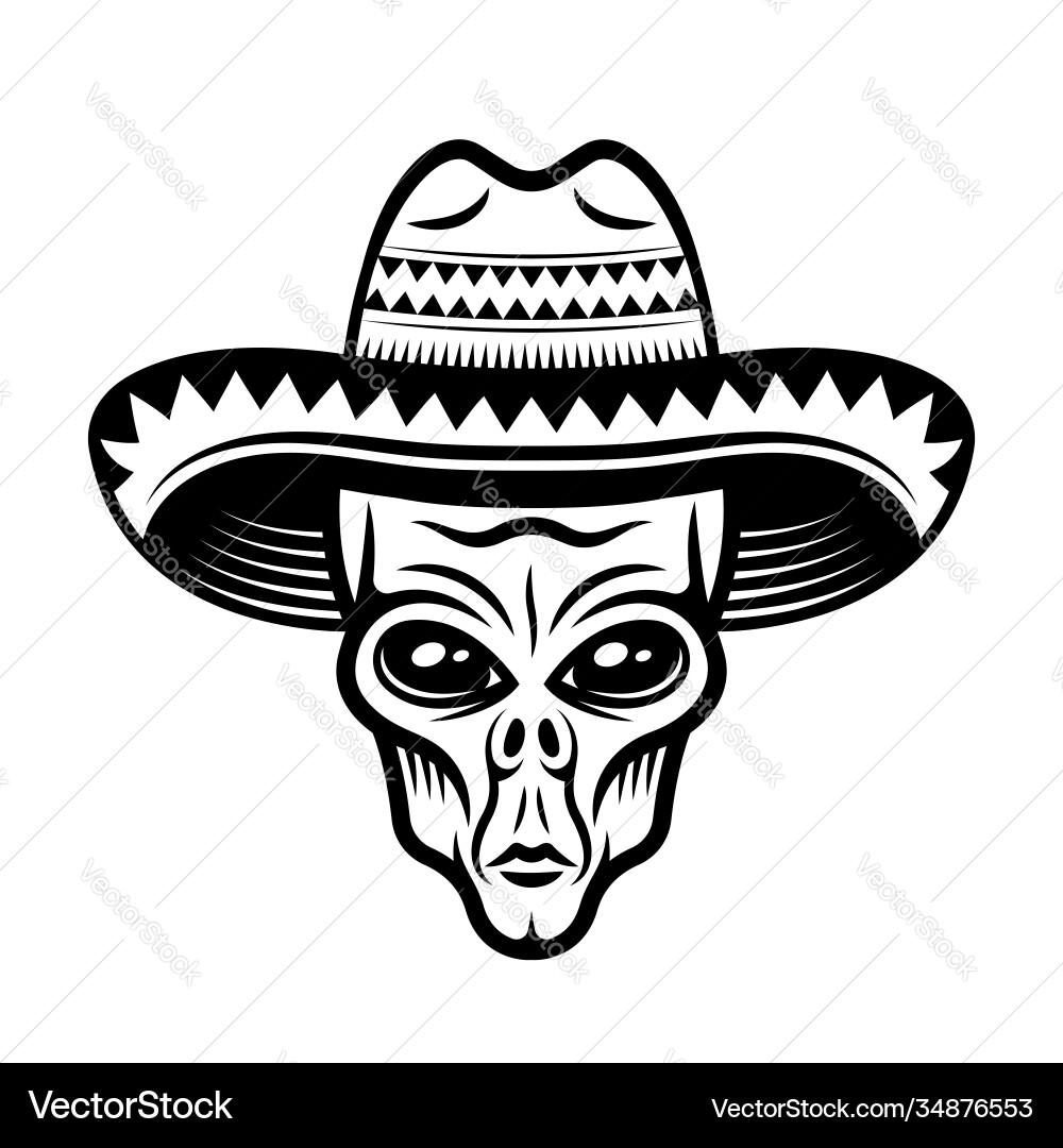 Alien with Sombrero Vector Image