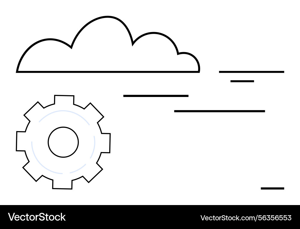 Cloud computing integration with gear representing Cloud computing integration with gear representing vector image