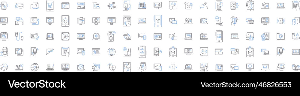 Cybersecurity line icons collection firewall vector image