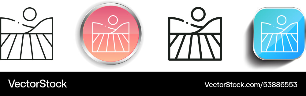 Fields icon thin linear regular and button style vector image
