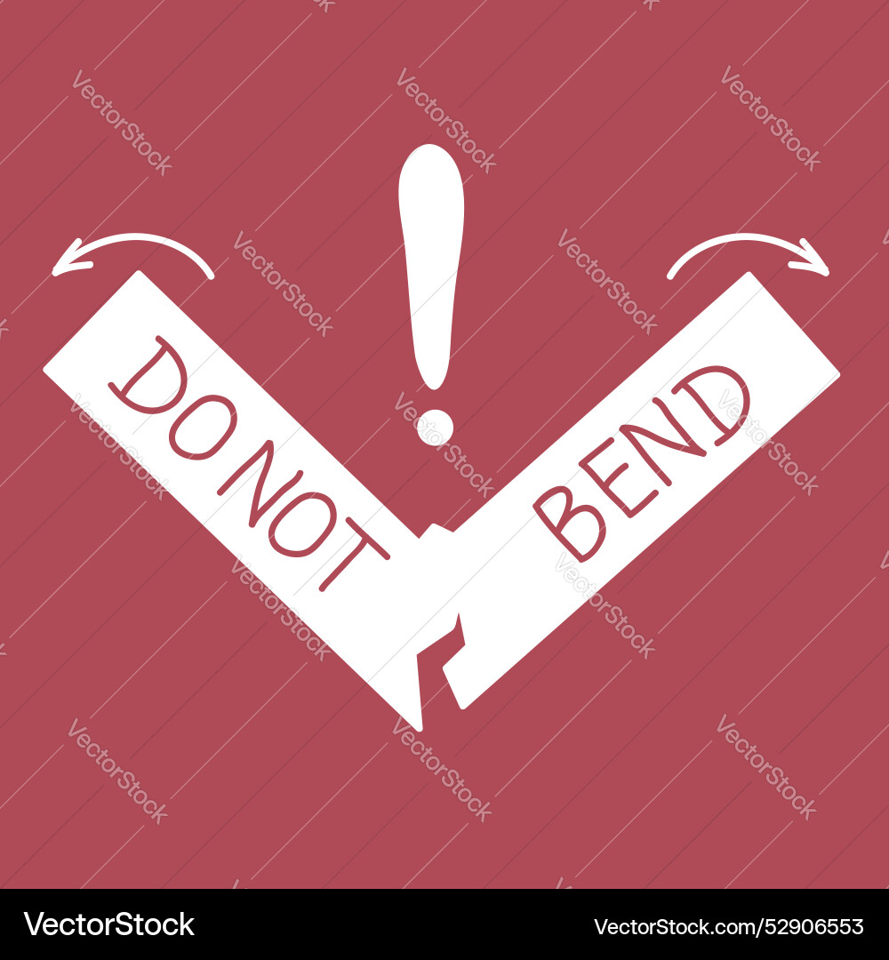 Label to warn not bend a package Label to warn not bend a package vector image