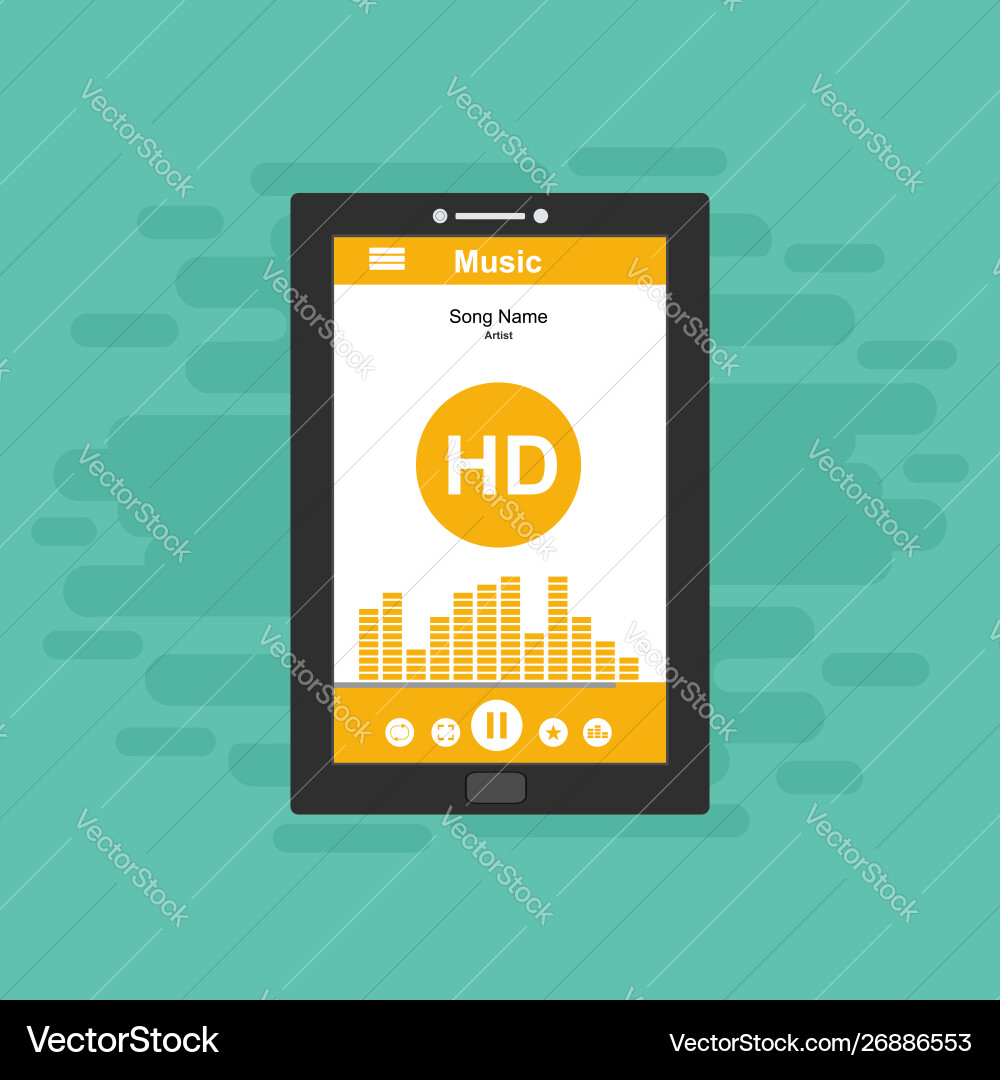 Media player application app template with flat Media player application app template with flat Vector Image