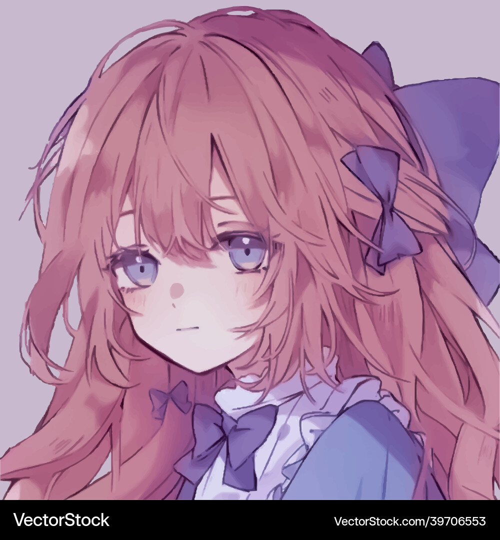Süße Anime Mädchen mit lila Augen und rosa Haar Süße Anime Mädchen mit lila Augen und rosa Haar vektorbild