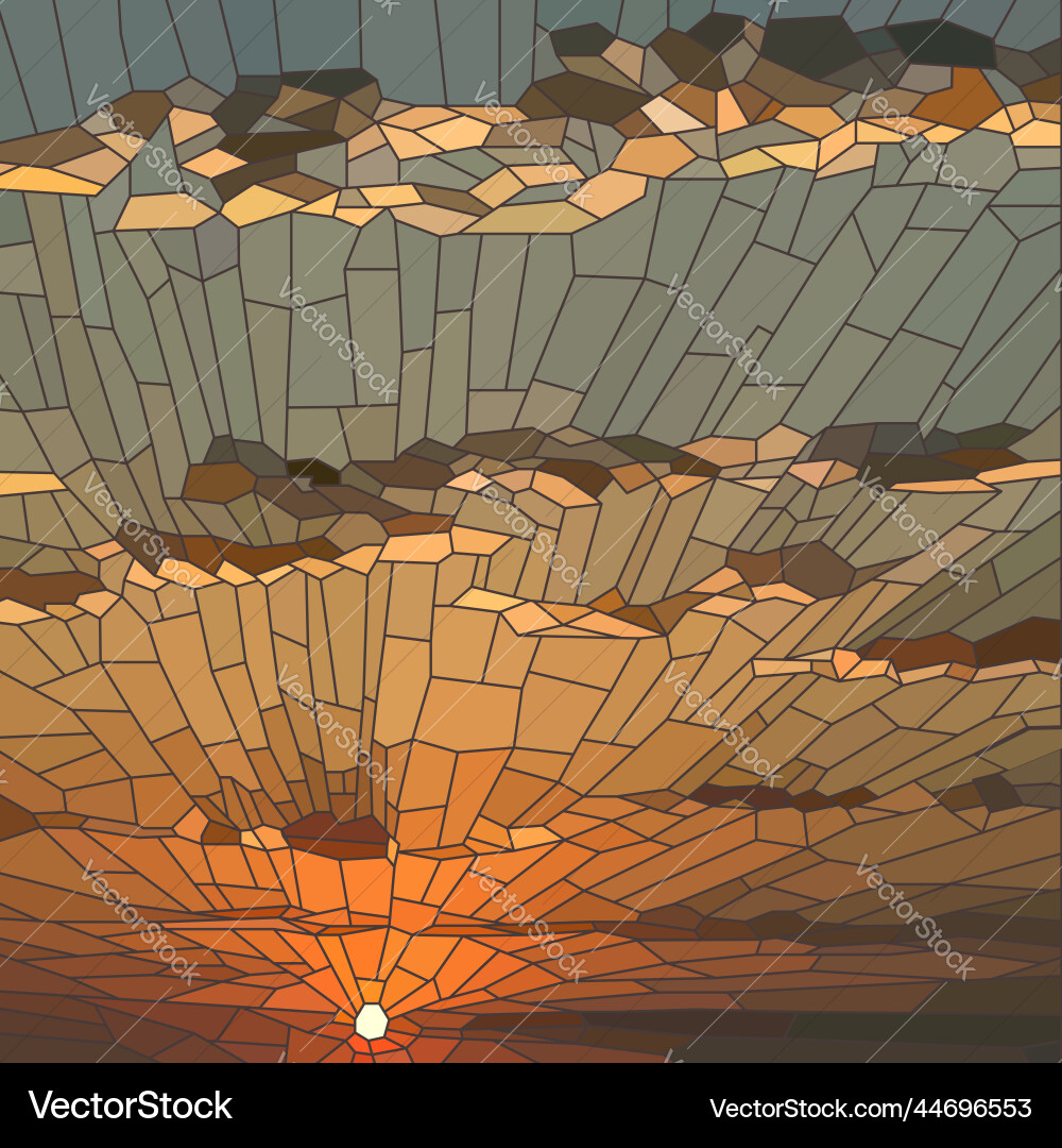 Stained Glass Sunset Vector Image