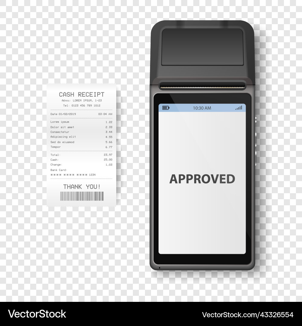 3d nfc payment machine with approved status vector image