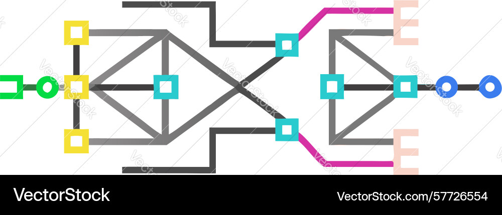 Abstract circuit board data flow complex tech vector image