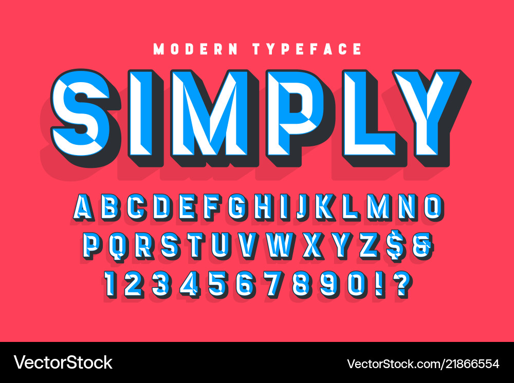 Facet Display Font - 3D Lettering vector image