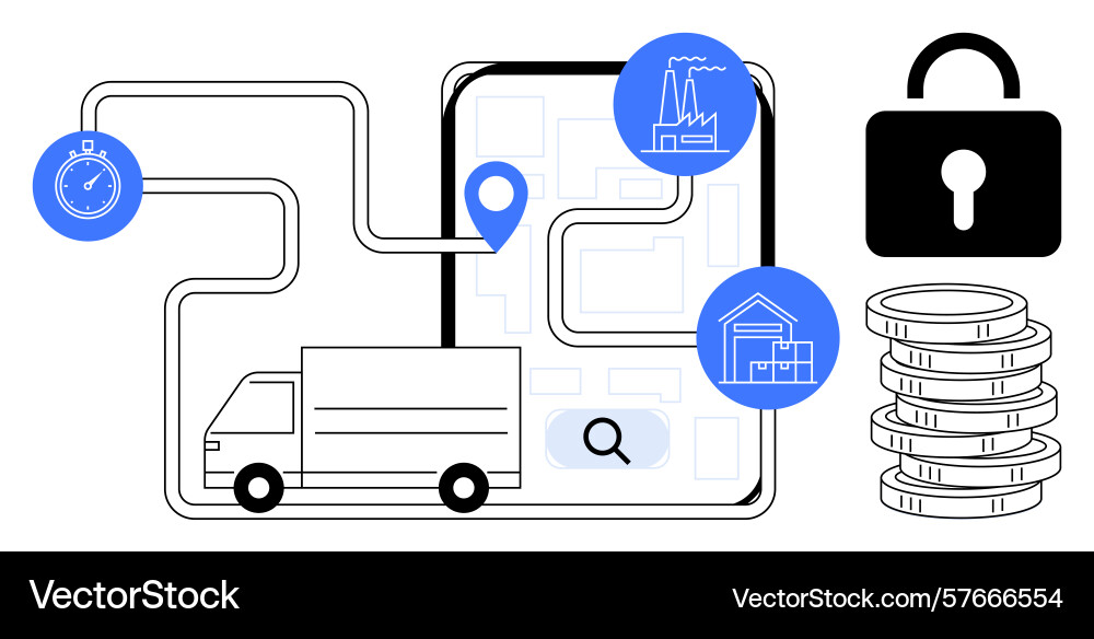 Logistics tracking and data security for efficient Logistics tracking and data security for efficient vector image