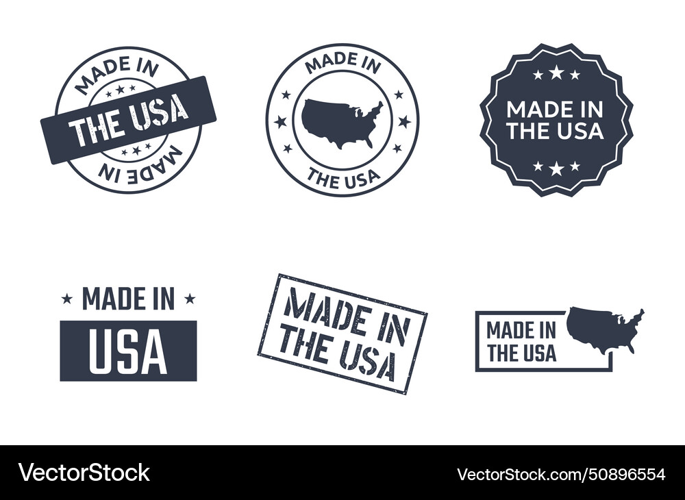 Made in the usa labels set american product icons Made in the usa labels set american product icons vector image