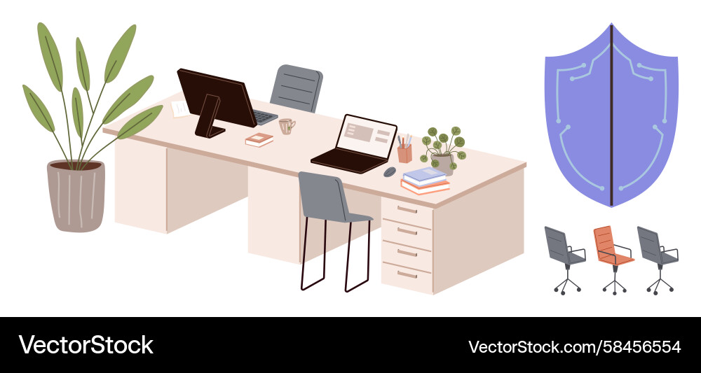 Modern Shared Workspace Setup Vector Image