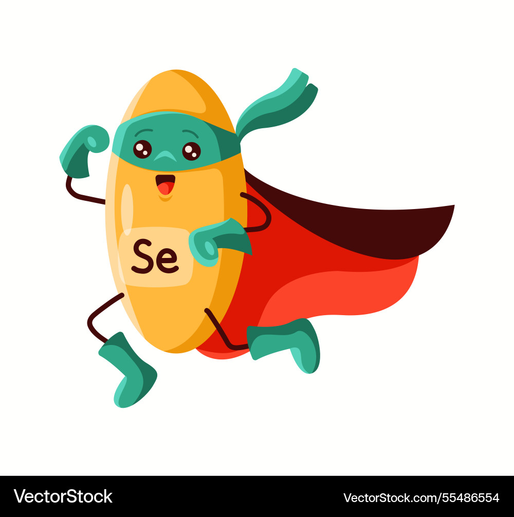 Selenium superhero running with a red cape vector image
