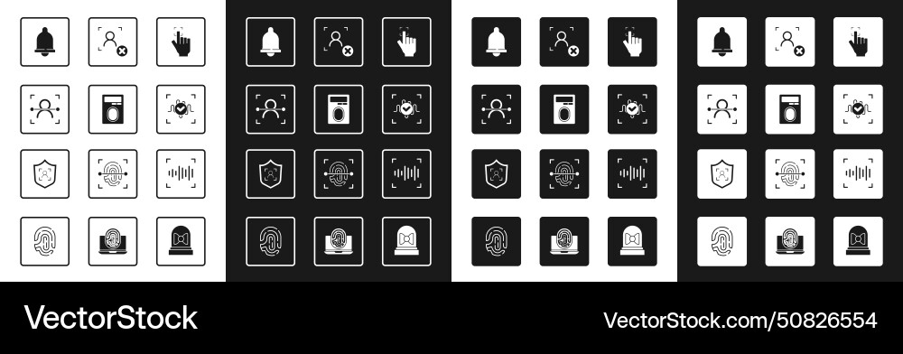 Set fingerprint with lock face recognition motion Set fingerprint with lock face recognition motion vector image