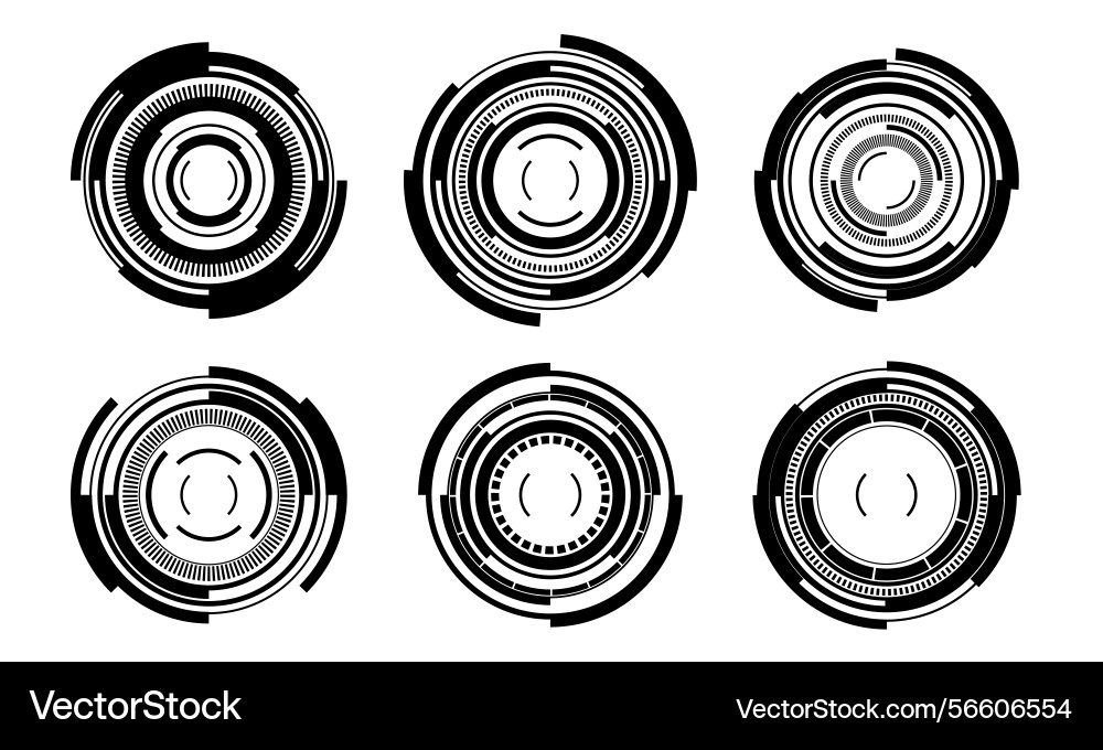 Set of sci fi black circle user interface Set of sci fi black circle user interface vector image