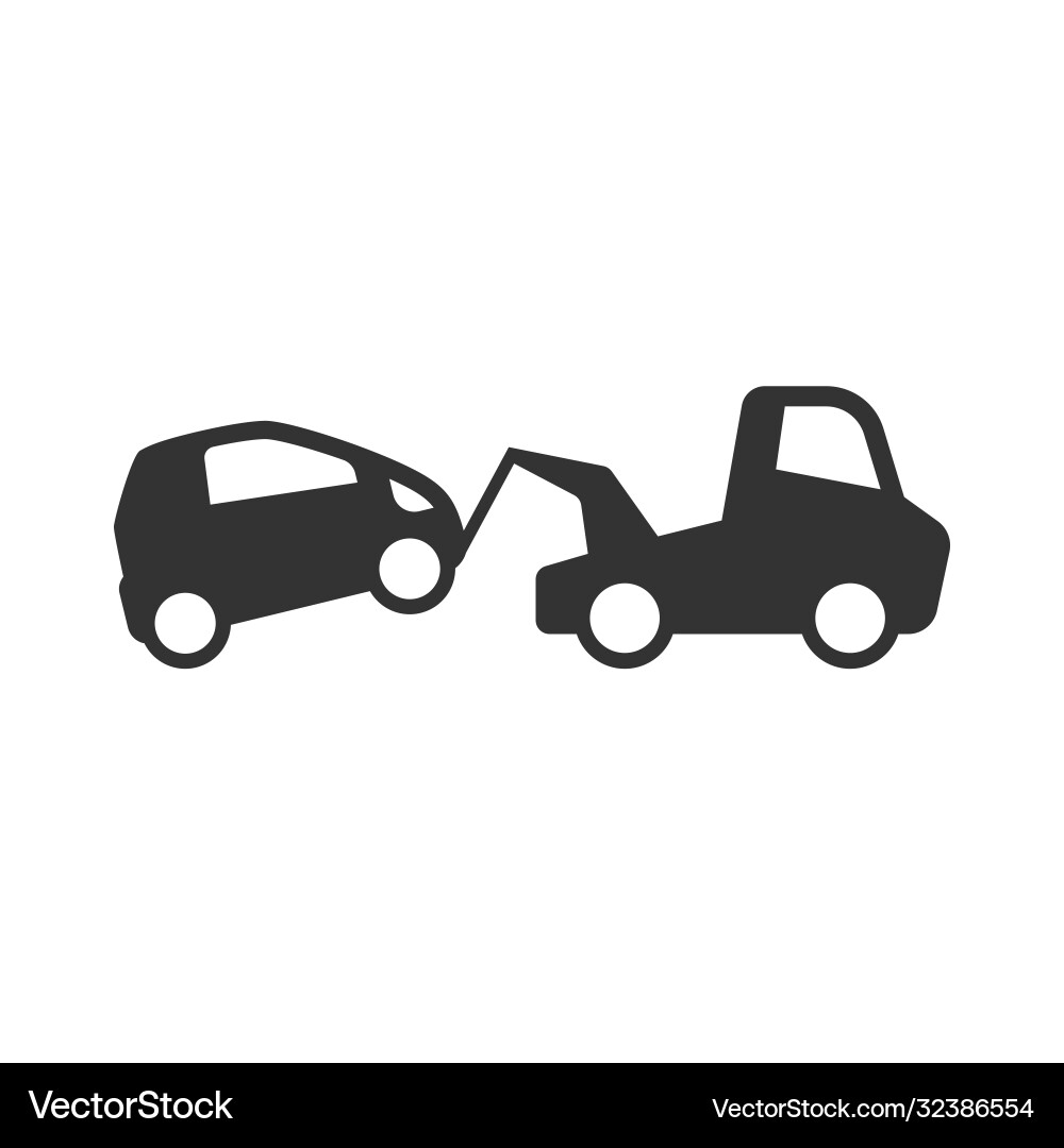 Towing wrecker truck and car simple icon Vector Image