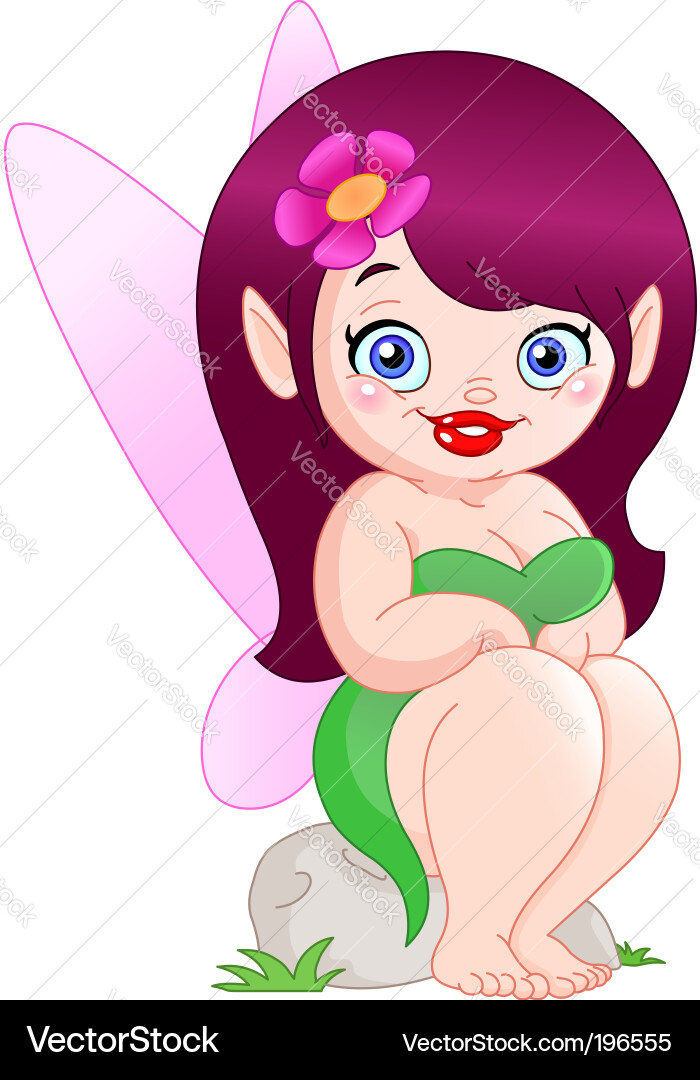 Adorable Fairy on Rock Vector Image
