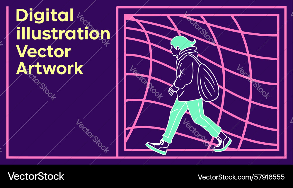 Digital artwork person on grid design generative Vector Image