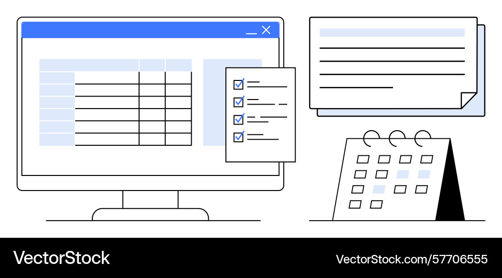 Digitaler Workflow mit Task Checklist Kalender Vektorbild