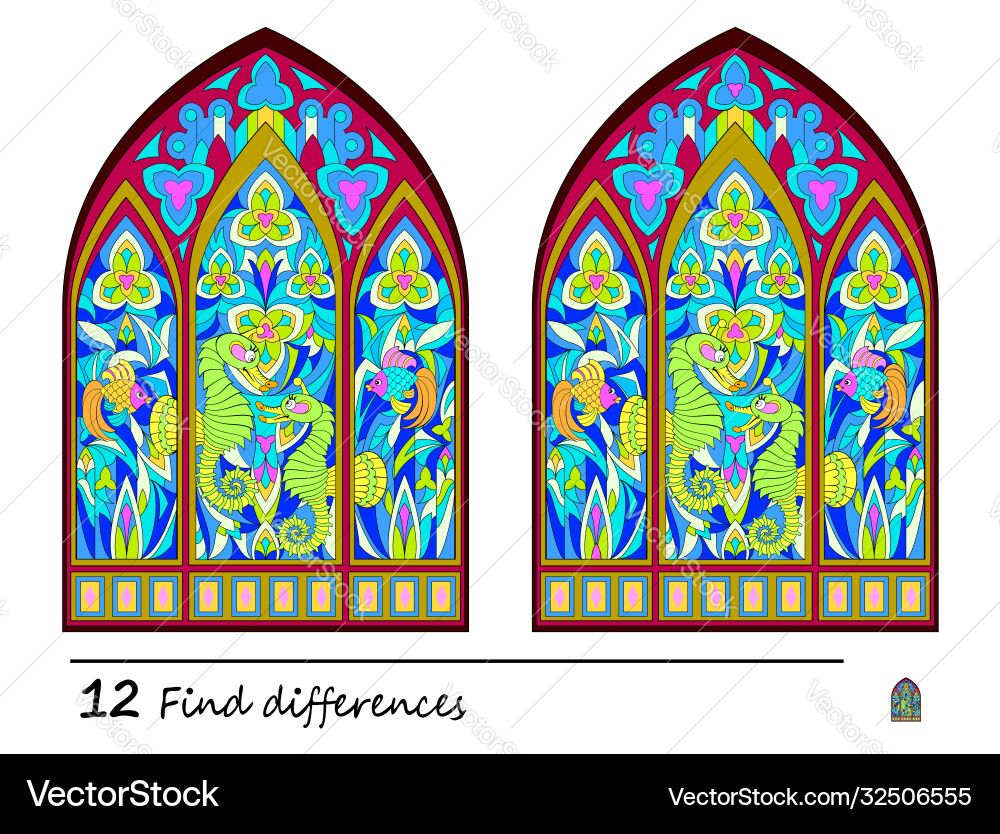 Find 12 differences logic puzzle game Find 12 differences logic puzzle game vector image