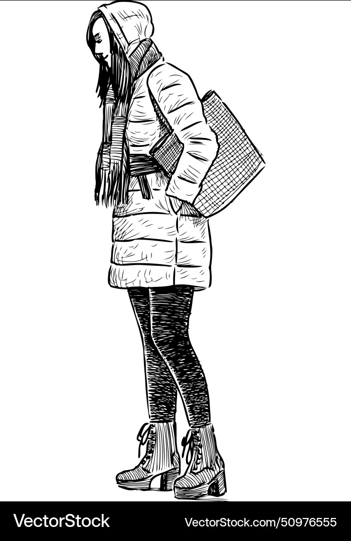 Girlwomanhandbagslim hoodjacketfashioncity Girlwomanhandbagslim hoodjacketfashioncity vector image